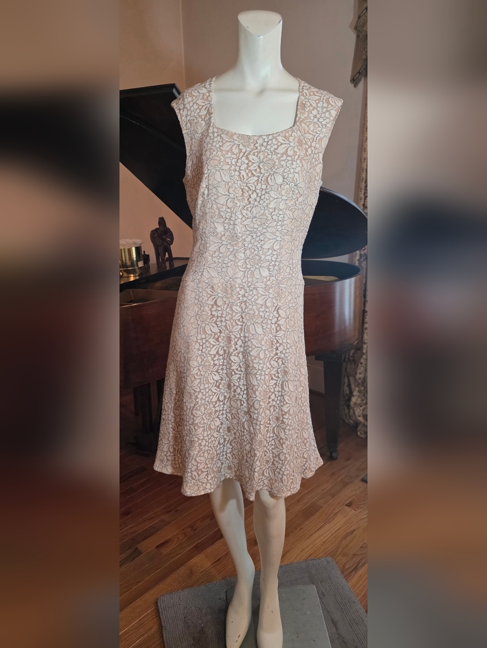 Antonio Melani sleeveless Lace A-Line Dress in Blush Pink